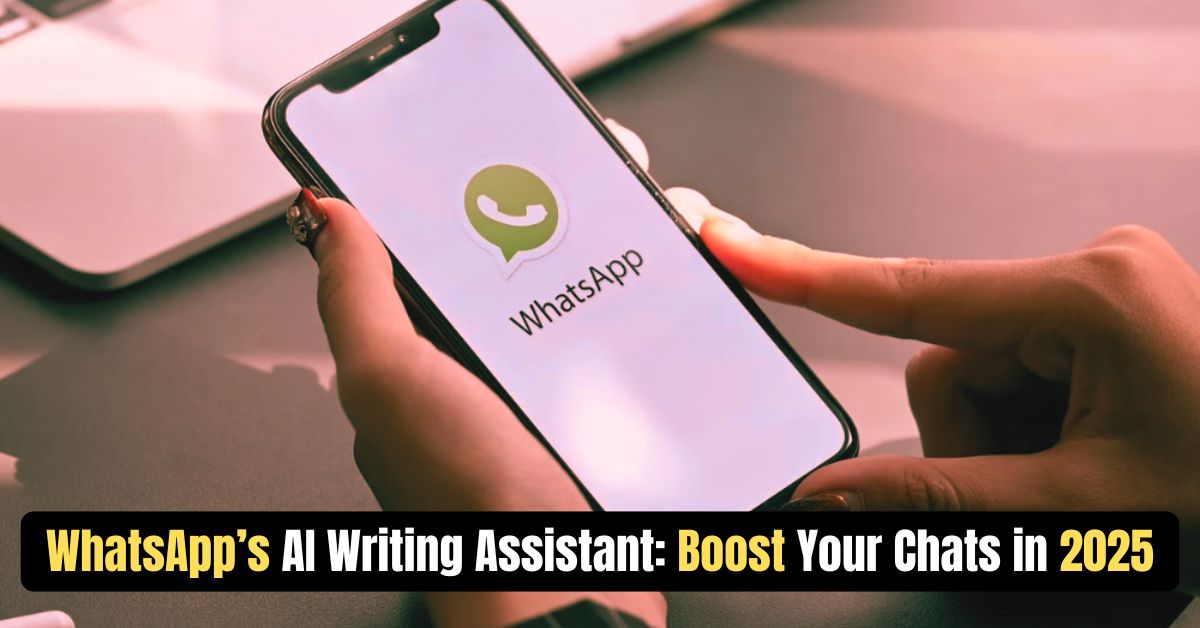 WhatsApp opened in a phone held in a hand